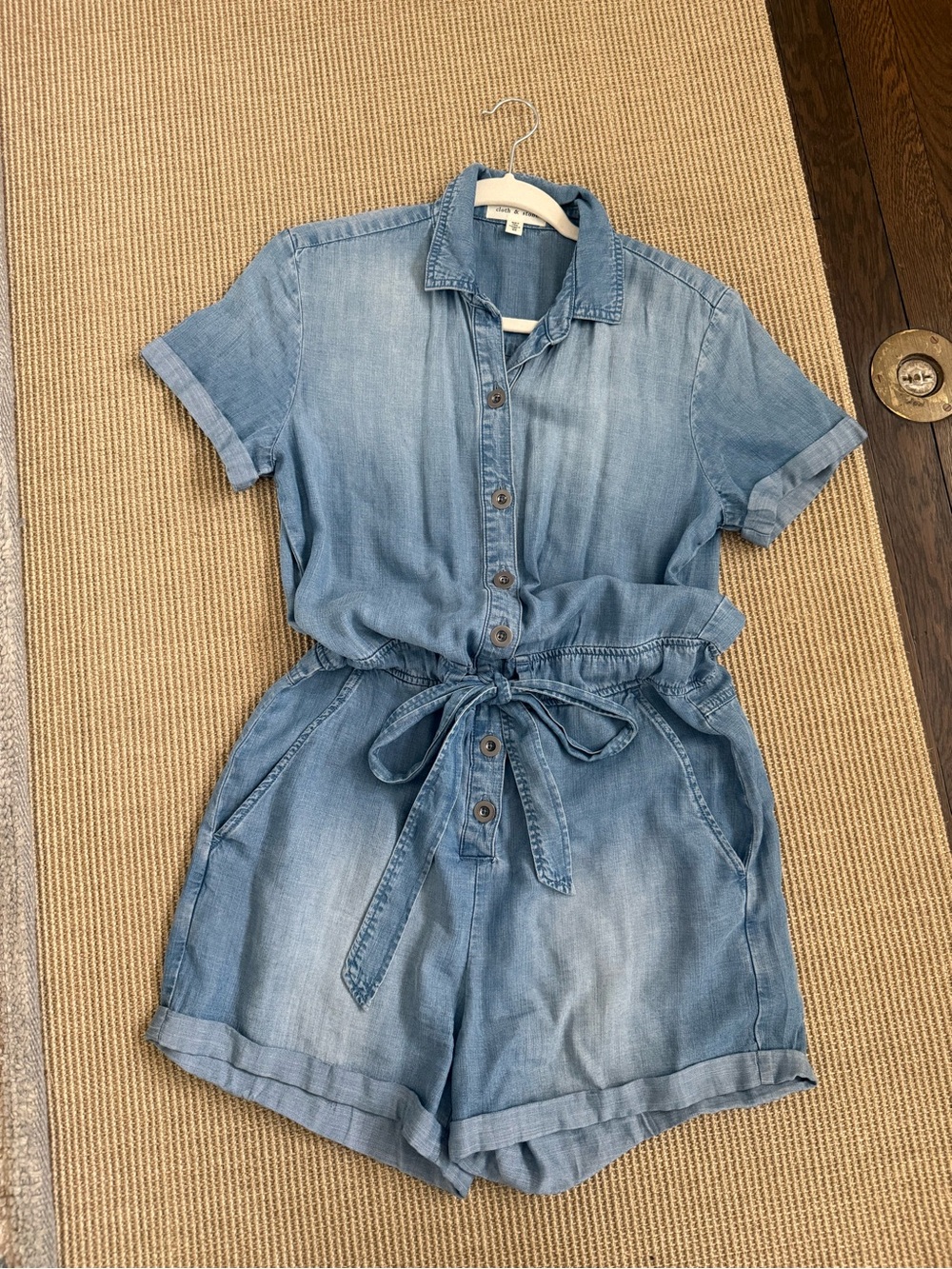 Anthropologie Light Wash Denim Short Romper